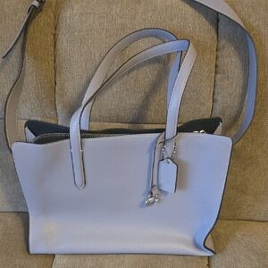 Elegant Gray Leather Tote Bag